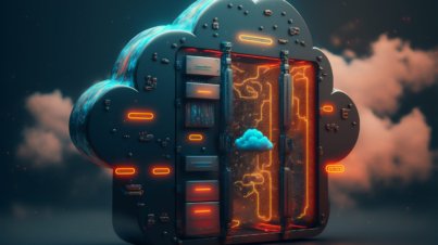 3D illustration of a secure cloud storage